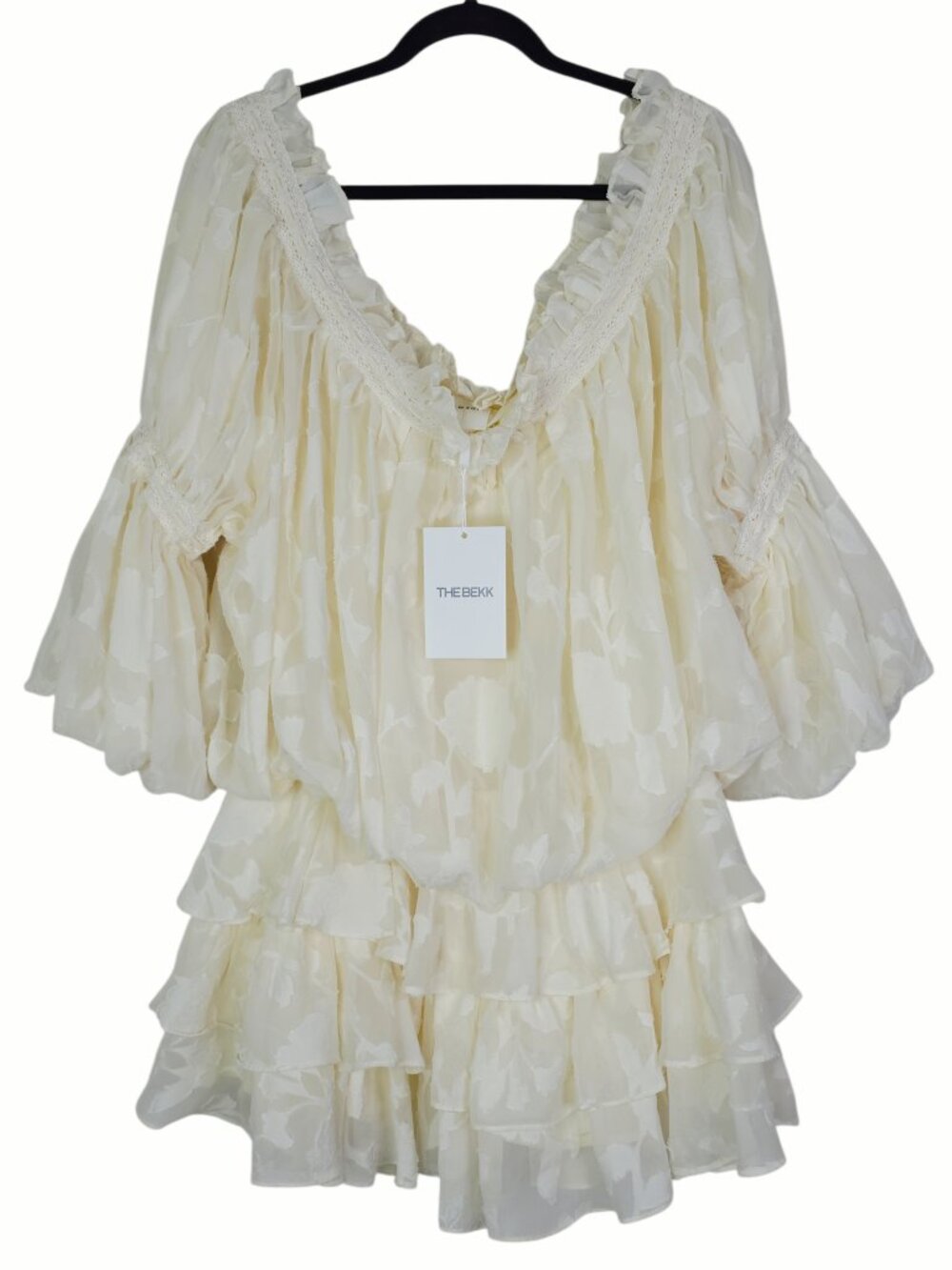 The Bekk Elora Dress Ivory‎ Lace Floral Off Shoulder Mini NWT Size XS/S - Picture 5 of 13